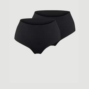 ooia everyday Highwaist Seamless 2 Stück in Schwarz – nahtlose Unterwäsche mit hohem Bund, die Slipeinlagen ersetzt
