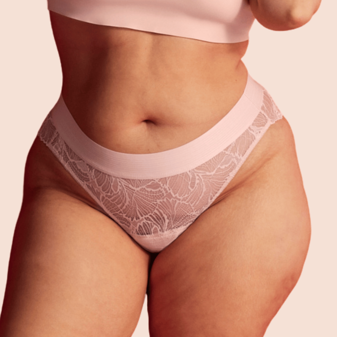 Bildausschnitt vom Periodenslip Lace Leaf in rosa