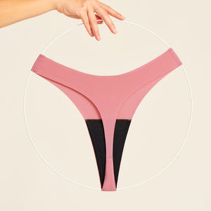 ooia Seamless String in Dusky Pink – nahtlose Periodenunterwäsche mit leichter Saugstärke. Freisteller.