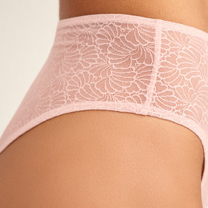 ooia Periodenslip Highwaist Cheeky Mesh in powder rose, Detailaufnahme vom Mesh-Stoff