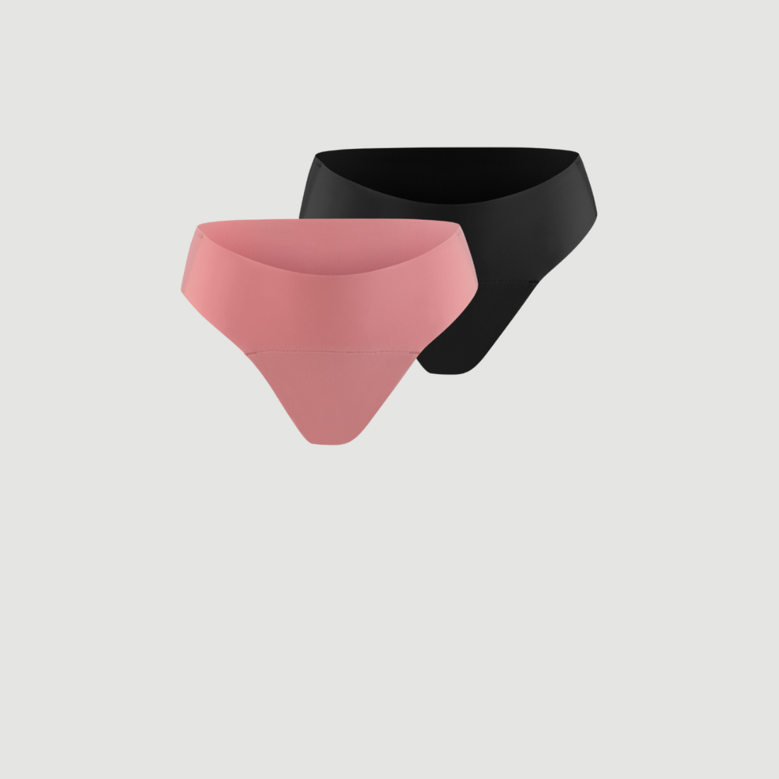 ooia everyday Slip Seamless in Schwarz und Dusky Pink – nahtlose Unterwäsche, die Slipeinlagen ersetzt.