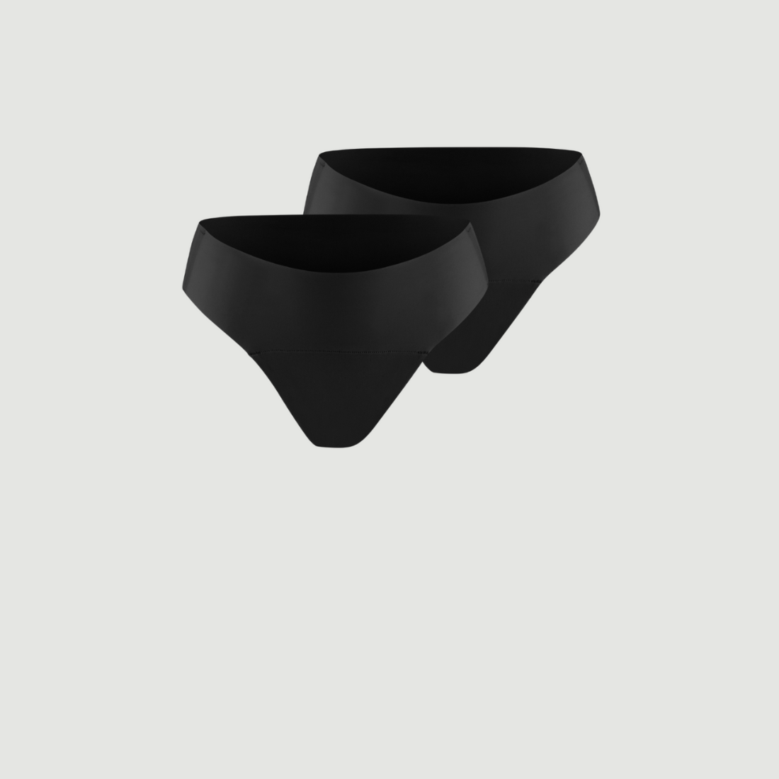 2 Stück ooia everyday Slip Seamless in Schwarz – nahtlose Unterwäsche, die Slipeinlagen ersetzt.