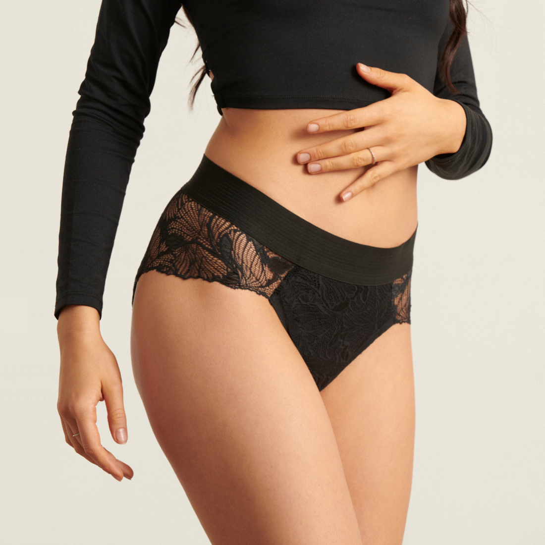 Slip Lace Leaf Extra Strong schwarz