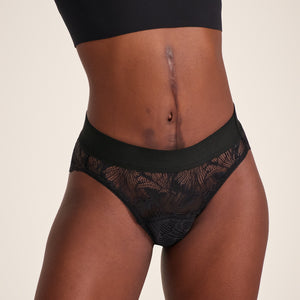 Slip Lace Leaf schwarz